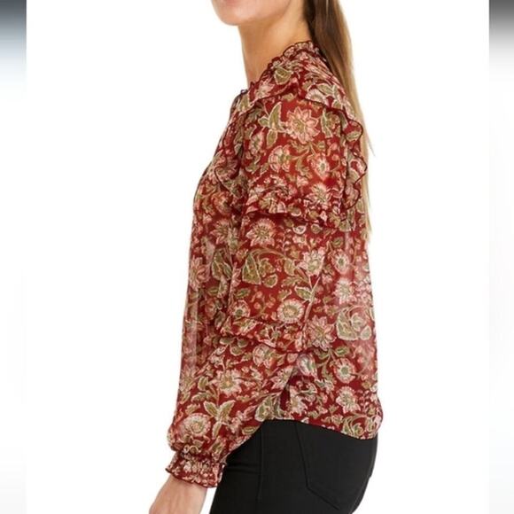 Wonderly Chiffon Ruffled Long Sleeve Peasant Top‎ Blouse XL - Picture 2 of 4